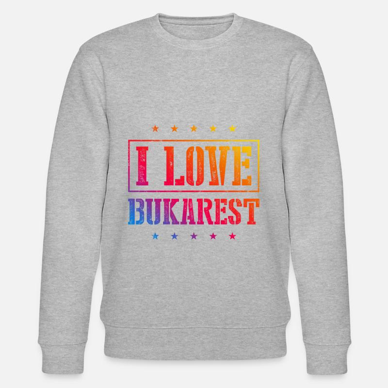 I Love Bukarest - Stanley/Stella Unisex Bio-Sweatshirt CHANGER  - Grau meliert