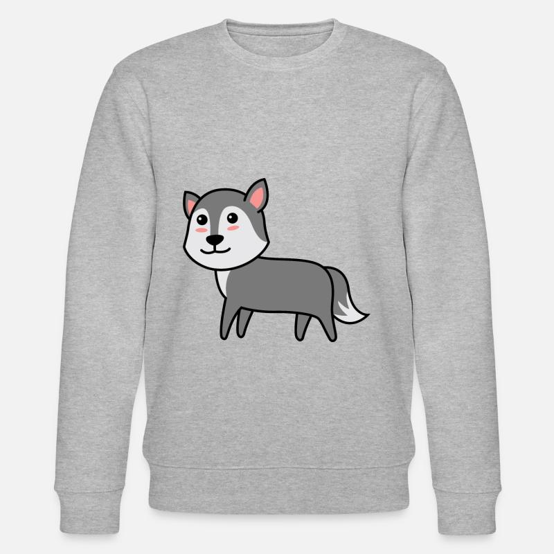Wolf Comic Tier - Stanley/Stella Unisex Bio-Sweatshirt CHANGER  - Grau meliert