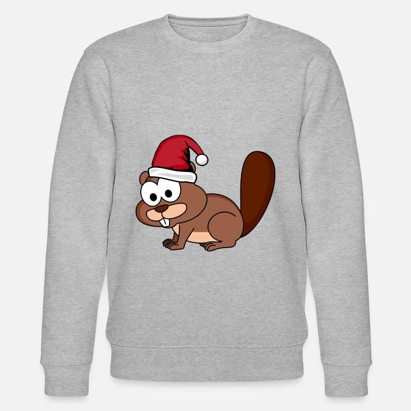 Biber Comic Weihnachten - Stanley/Stella Unisex Bio-Sweatshirt CHANGER - Grau meliert