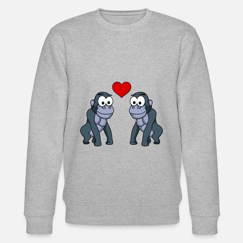 Gorilla Comic Paar Liebe - Stanley/Stella Unisex Bio-Sweatshirt CHANGER  - Grau meliert