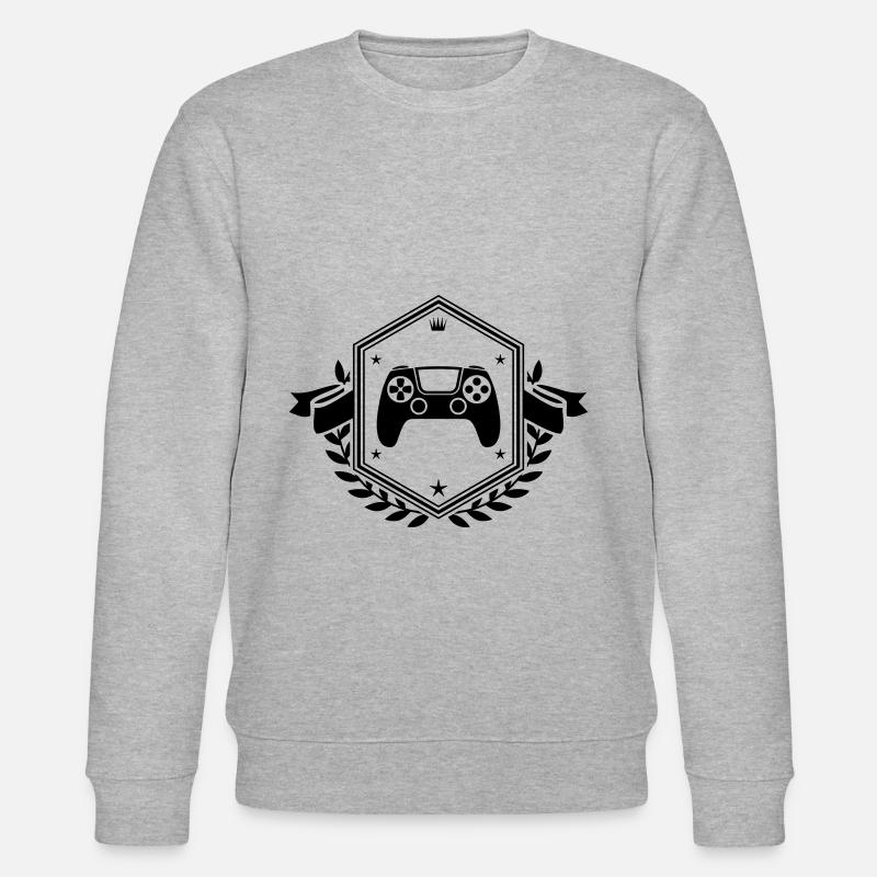 Gamepad Crest Controller - Stanley/Stella CHANGER Unisex Organic Sweatshirt - heather grey