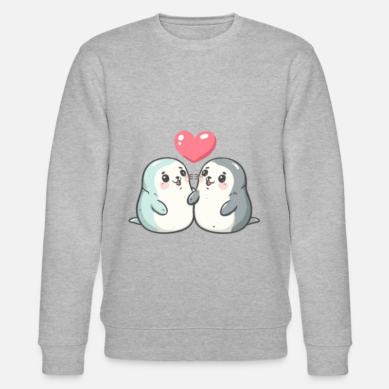 Robbe Tier Paar Liebe - Stanley/Stella Unisex Bio-Sweatshirt CHANGER - Grau meliert