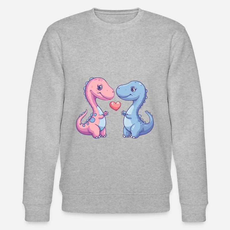 Dinosaurier brontosaurus Paar Liebe - Stanley/Stella Unisex Bio-Sweatshirt CHANGER  - Grau meliert