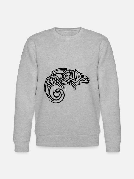 Chamäleon Tribal Tattoo - Stanley/Stella Unisex Bio-Sweatshirt CHANGER - Grau meliert