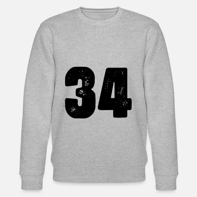 34 Zahl Trikot - Stanley/Stella Unisex Bio-Sweatshirt CHANGER - Grau meliert