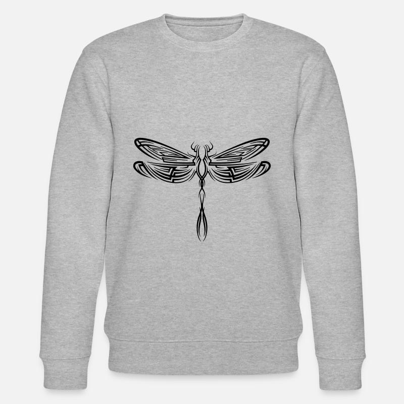 Drachenfliege libelle Tribal Tattoo - Stanley/Stella Unisex Bio-Sweatshirt CHANGER - Grau meliert