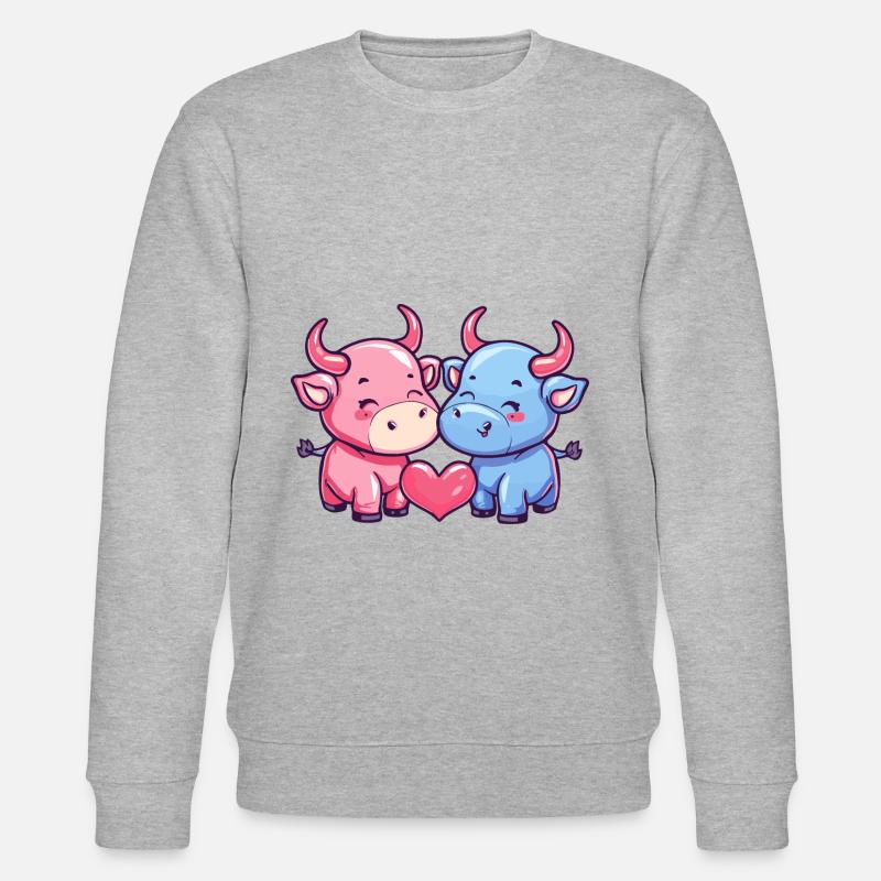 Taureau Bande Dessinée Couple Amour - Sweat bio CHANGER Stanley/Stella Unisexe - gris chiné