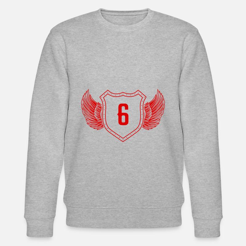 6 Zahl Wappen - Stanley/Stella Unisex Bio-Sweatshirt CHANGER  - Grau meliert