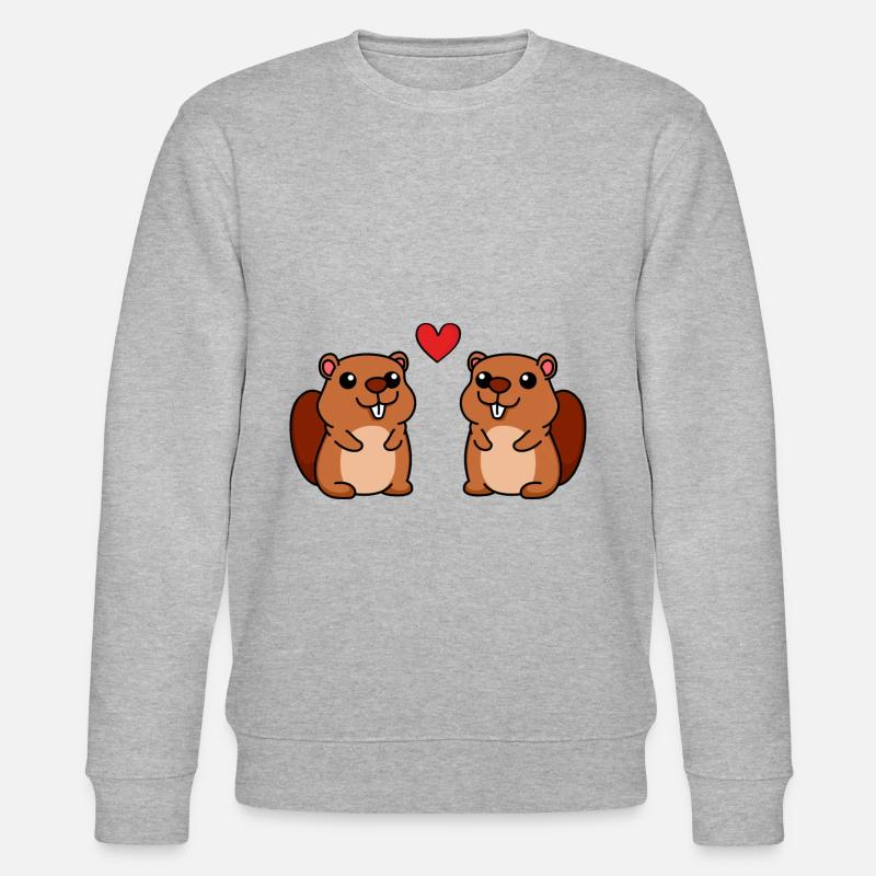 Biber Comic Paar liebe - Stanley/Stella Unisex Bio-Sweatshirt CHANGER  - Grau meliert