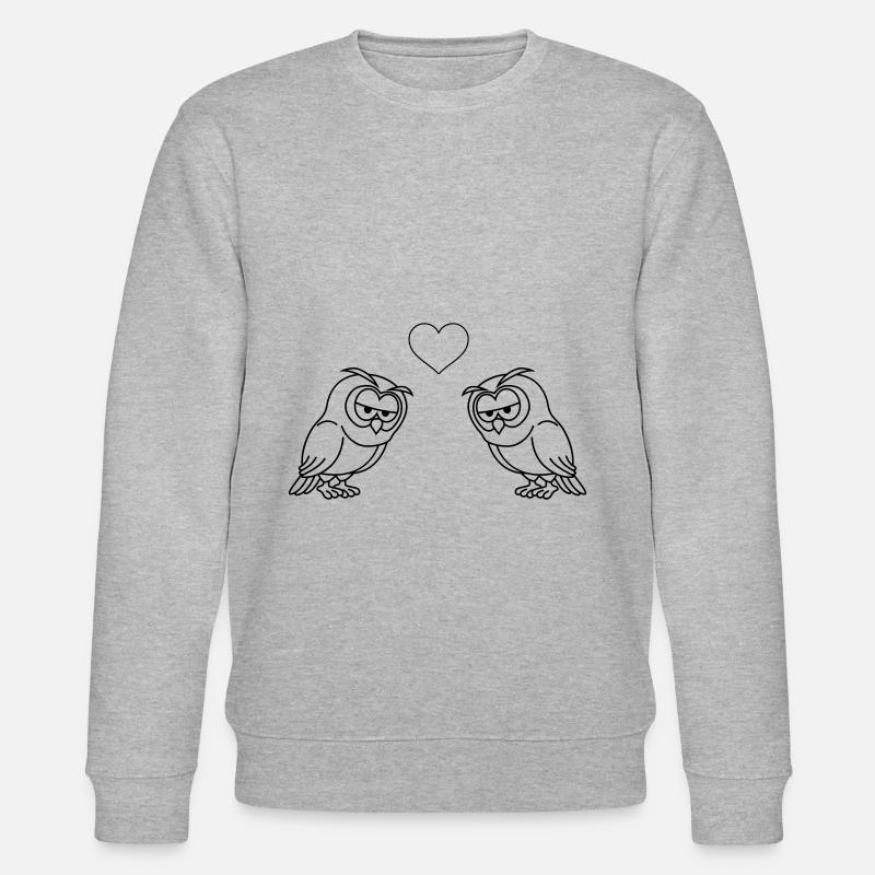 Eule Comic Paar Liebe - Stanley/Stella Unisex Bio-Sweatshirt CHANGER  - Grau meliert