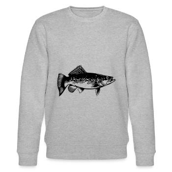 Pike Fish Silhouette - Stanley/Stella CHANGER Unisex Organic Sweatshirt - heather grey - Front - Nik (191cm) & Marisol (170cm)