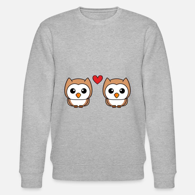 Eule Comic Paar Liebe - Stanley/Stella Unisex Bio-Sweatshirt CHANGER  - Grau meliert