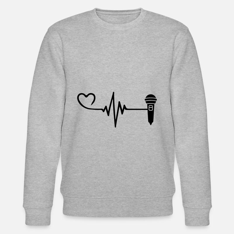 Microphone Pulse Heart Love - Stanley/Stella CHANGER Unisex Organic Sweatshirt - heather grey