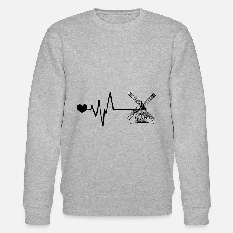 Windmühle Puls Herz Liebe - Stanley/Stella Unisex Bio-Sweatshirt CHANGER - Grau meliert