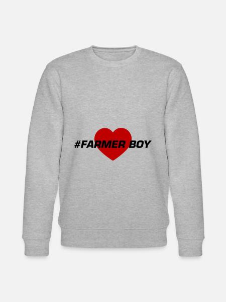 Farmer Boy Heart Love - Stanley/Stella CHANGER Unisex Organic Sweatshirt - heather grey