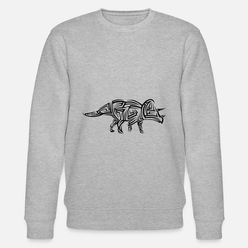 Dinosaur Triceratops Tribal Tattoo - Stanley/Stella CHANGER Unisex Organic Sweatshirt - heather grey