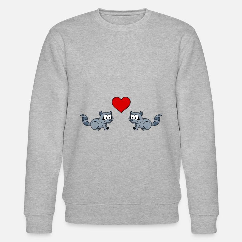 Waschbär Comic Paar liebe - Stanley/Stella Unisex Bio-Sweatshirt CHANGER  - Grau meliert