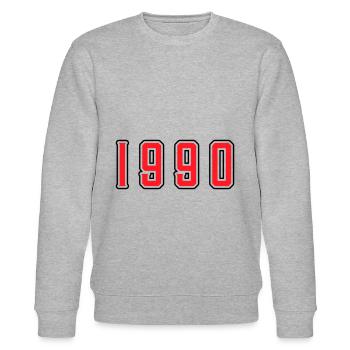 1990 year birthday - Stanley/Stella CHANGER Unisex Organic Sweatshirt - heather grey - Front - Nik (191cm) & Marisol (170cm)
