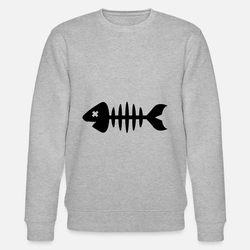 Fish Symbol Bone Bone - Stanley/Stella CHANGER Unisex Organic Sweatshirt - heather grey