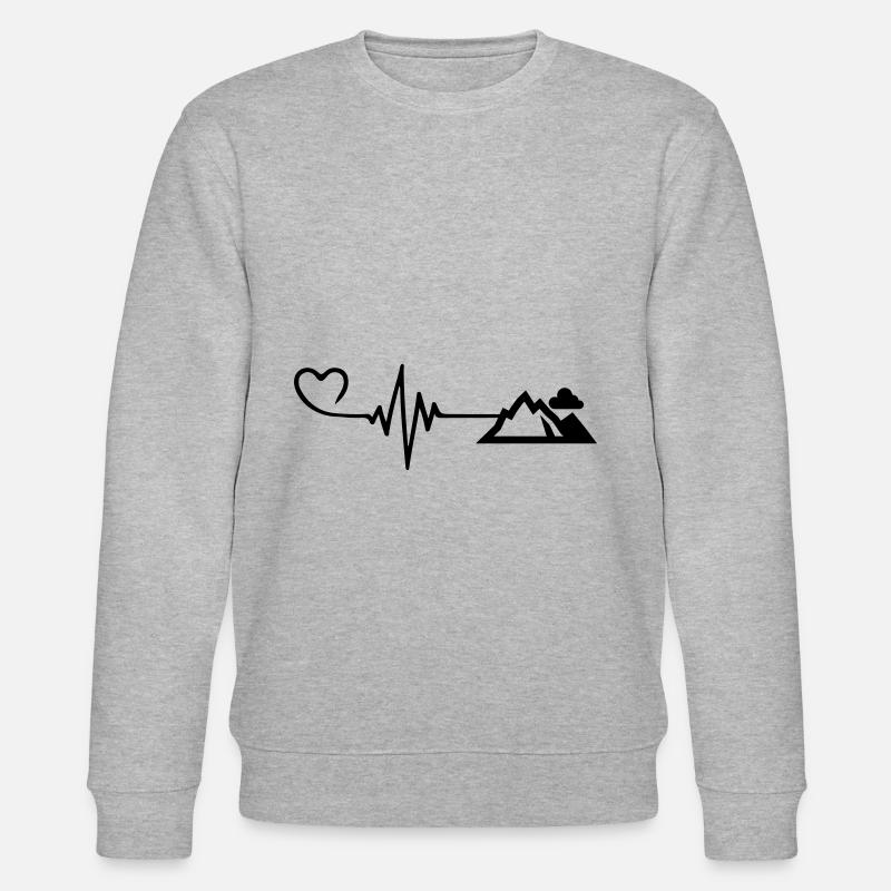 Berge Puls Herz - Stanley/Stella Unisex Bio-Sweatshirt CHANGER  - Grau meliert