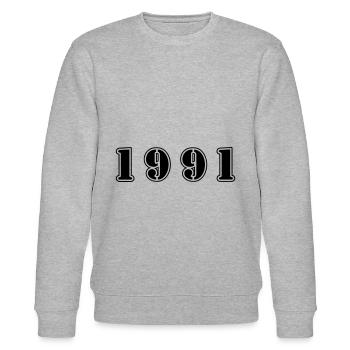 1991 Jahr Geburtstag - Stanley/Stella Unisex Bio-Sweatshirt CHANGER  - Grau meliert - Vorne - Nik (191cm) & Marisol (170cm)