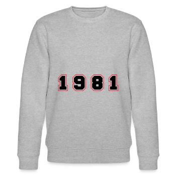 1981 Jahr Zahl - Stanley/Stella Unisex Bio-Sweatshirt CHANGER  - Grau meliert - Vorne - Nik (191cm) & Marisol (170cm)