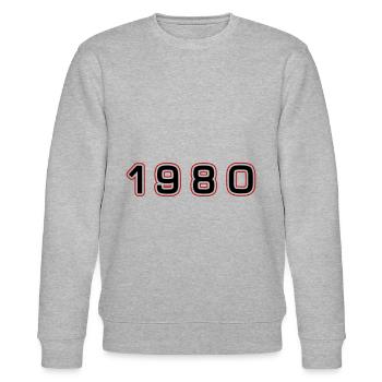 1980 Jahr Zahl - Stanley/Stella Unisex Bio-Sweatshirt CHANGER  - Grau meliert - Vorne - Nik (191cm) & Marisol (170cm)