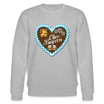 Gingerbread cœur de la Haute Bavière emblème bleu - Sweat bio CHANGER Stanley/Stella Unisexe - gris chiné - Devant - Nik (191cm) & Marisol (170cm)