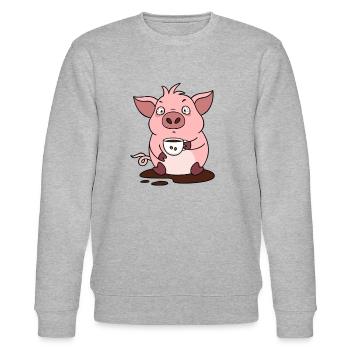 Coffee Pig Morning Muffle Late Riser - Stanley/Stella CHANGER Unisex Organic Sweatshirt - heather grey - Front - Nik (191cm) & Marisol (170cm)