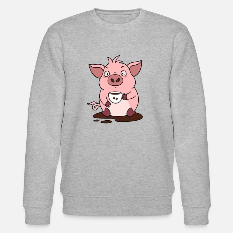 Kaffee Schwein Morgenmuffel Langschläfer - Stanley/Stella Unisex Bio-Sweatshirt CHANGER - Grau meliert
