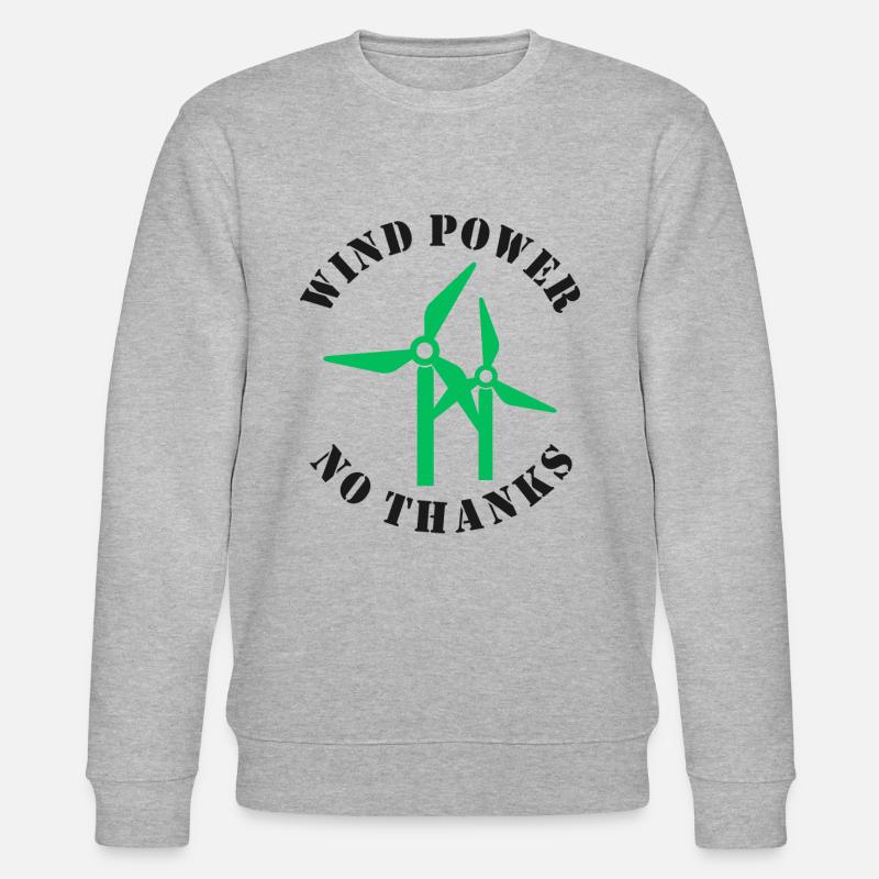Énergie éolienne Non merci - Sweat bio CHANGER Stanley/Stella Unisexe - gris chiné