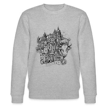 Barlachstadt Güstrow - Stanley/Stella Unisex Bio-Sweatshirt CHANGER  - Grau meliert - Vorne - Nik (191cm) & Marisol (170cm)