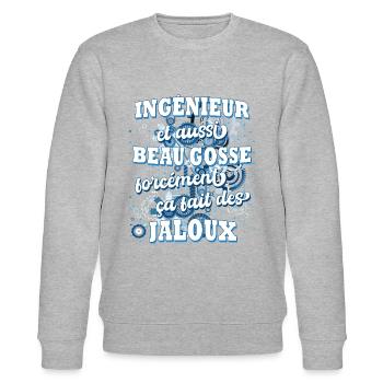 Ingénieur cadeau humoristique ingénieur beau gosse - Sweat bio CHANGER Stanley/Stella Unisexe - gris chiné - Devant - Nik (191cm) & Marisol (170cm)