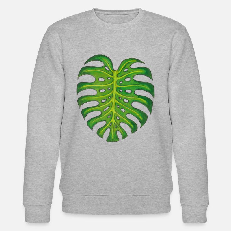 Monstera / Feuille - Sweat bio CHANGER Stanley/Stella Unisexe - gris chiné