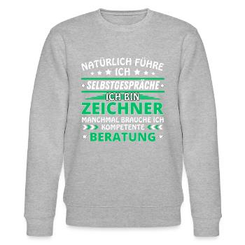 Ich führe Selbstgespräche - Zeichner Edition - Stanley/Stella Unisex Bio-Sweatshirt CHANGER  - Grau meliert - Vorne - Nik (191cm) & Marisol (170cm)