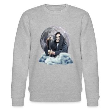 Totenkopf Sensenmann - Stanley/Stella Unisex Bio-Sweatshirt CHANGER  - Grau meliert - Vorne - Nik (191cm) & Marisol (170cm)