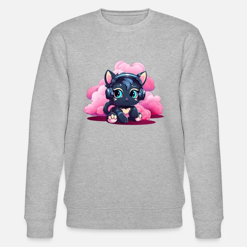 Kawaii Musik Katze - Stanley/Stella Unisex Bio-Sweatshirt CHANGER  - Grau meliert