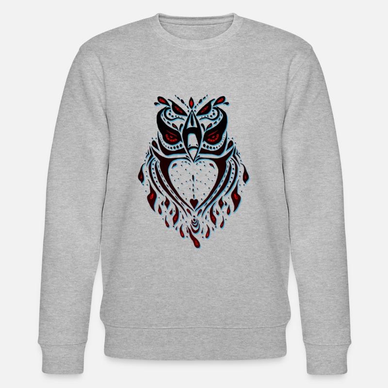 Owls Owls Drawing Tribal Eulen - Stanley/Stella CHANGER Unisex Organic Sweatshirt - heather grey