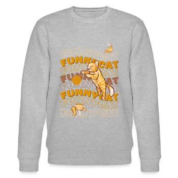 Funny Cat b - Stanley/Stella Unisex Bio-Sweatshirt CHANGER  - Grau meliert - Vorne - Nik (191cm) & Marisol (170cm)