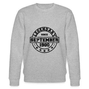 Legendary since September 1980 - Geburtstag - Stanley/Stella Unisex Bio-Sweatshirt CHANGER  - Grau meliert - Vorne - Nik (191cm) & Marisol (170cm)