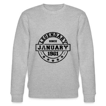 Legendary since January 1961 - Geburtstag - Stanley/Stella Unisex Bio-Sweatshirt CHANGER  - Grau meliert - Vorne - Nik (191cm) & Marisol (170cm)
