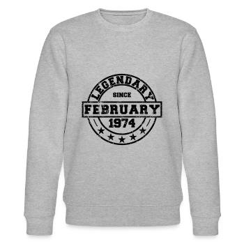 Legendary since February 1974 - Geburtstag - Stanley/Stella Unisex Bio-Sweatshirt CHANGER  - Grau meliert - Vorne - Nik (191cm) & Marisol (170cm)