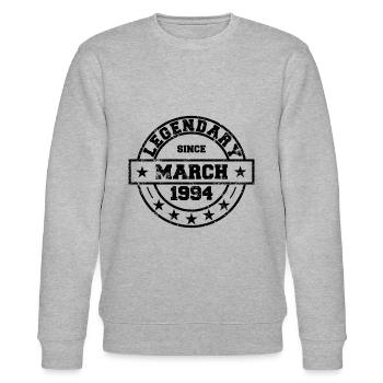 Legendary since March 1994 - Geburtstag - Stanley/Stella Unisex Bio-Sweatshirt CHANGER  - Grau meliert - Vorne - Nik (191cm) & Marisol (170cm)