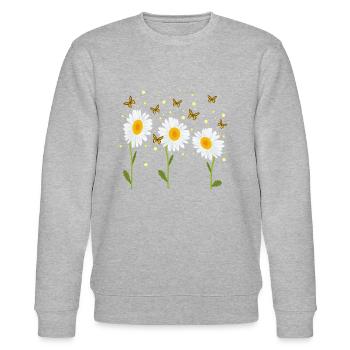 Margeriten, Schmetterlinge - Stanley/Stella Unisex Bio-Sweatshirt CHANGER  - Grau meliert - Vorne - Nik (191cm) & Marisol (170cm)
