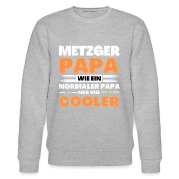 Metzger Papa wie ein normaler nur viel cooler - Stanley/Stella Unisex Bio-Sweatshirt CHANGER  - Grau meliert - Vorne - Nik (191cm) & Marisol (170cm)