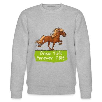Icelandic horse "tölt" - Stanley/Stella CHANGER Unisex Organic Sweatshirt - heather grey - Front - Nik (191cm) & Marisol (170cm)