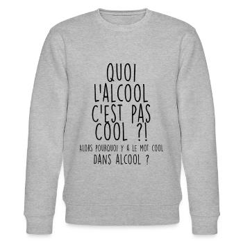 Citation Alcool Cool Humour Apéro Entre Potes - Sweat bio CHANGER Stanley/Stella Unisexe - gris chiné - Devant - Nik (191cm) & Marisol (170cm)