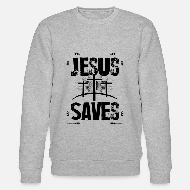 Jesus Saves - Stanley/Stella Unisex Bio-Sweatshirt CHANGER  - Grau meliert