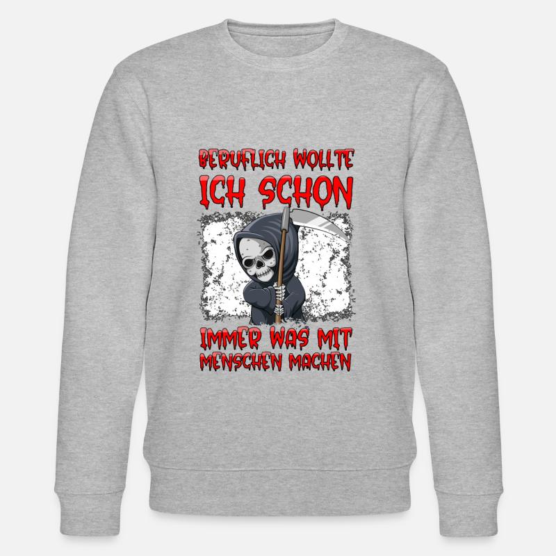schwarzer Humor, Sensenmann Geschenk - Stanley/Stella Unisex Bio-Sweatshirt CHANGER  - Grau meliert