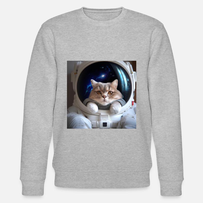 Katze im Weltraum - Stanley/Stella Unisex Bio-Sweatshirt CHANGER  - Grau meliert